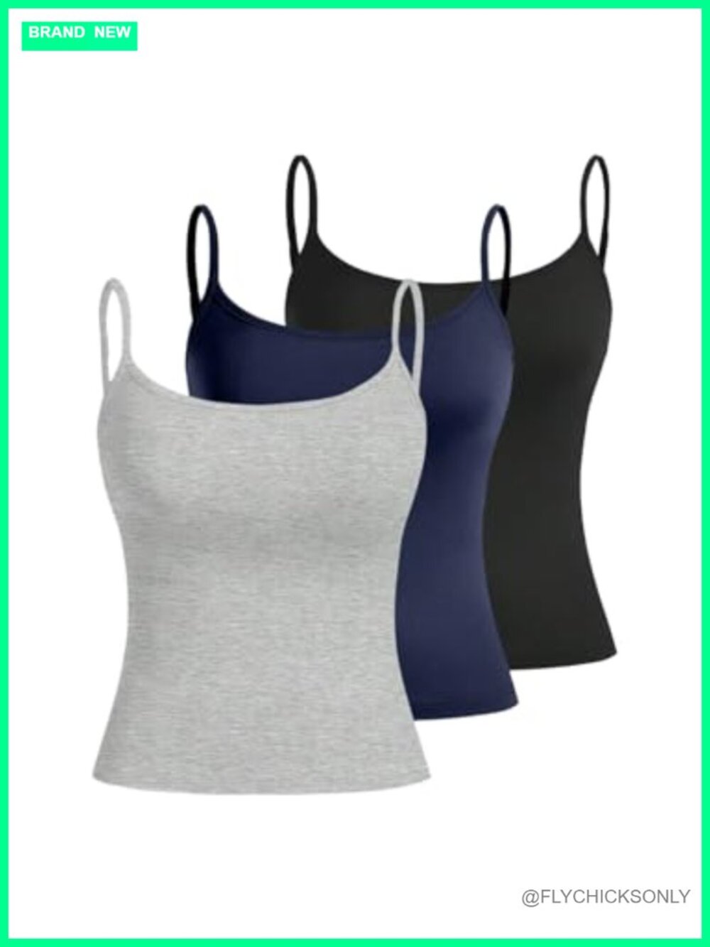 Women's Crop Camisole Spaghetti Strap Tank Tops 3 Pack Slim Fit